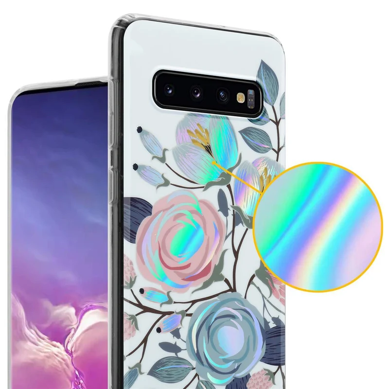 Cadorabo Hülle kompatibel mit Samsung Galaxy S10 4G Schutzhülle aus TPU Silikon mit floralem Muster