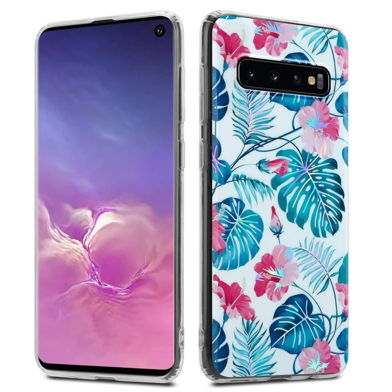 Cadorabo Hülle kompatibel mit Samsung Galaxy S10 4G Schutzhülle aus TPU Silikon mit floralem Muster