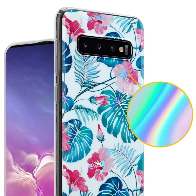 Cadorabo Hülle kompatibel mit Samsung Galaxy S10 4G Schutzhülle aus TPU Silikon mit floralem Muster
