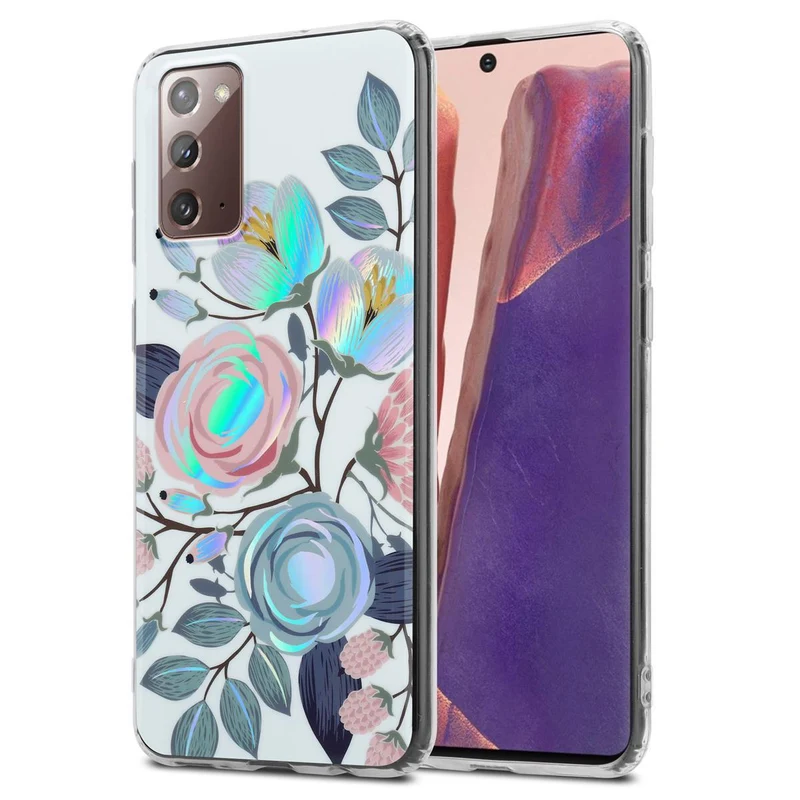 Cadorabo Hülle kompatibel mit Samsung Galaxy NOTE 20 Schutzhülle aus TPU Silikon mit floralem Muster