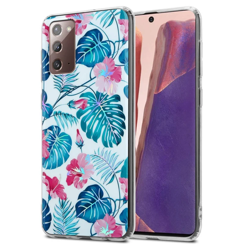 Cadorabo Hülle kompatibel mit Samsung Galaxy NOTE 20 Schutzhülle aus TPU Silikon mit floralem Muster