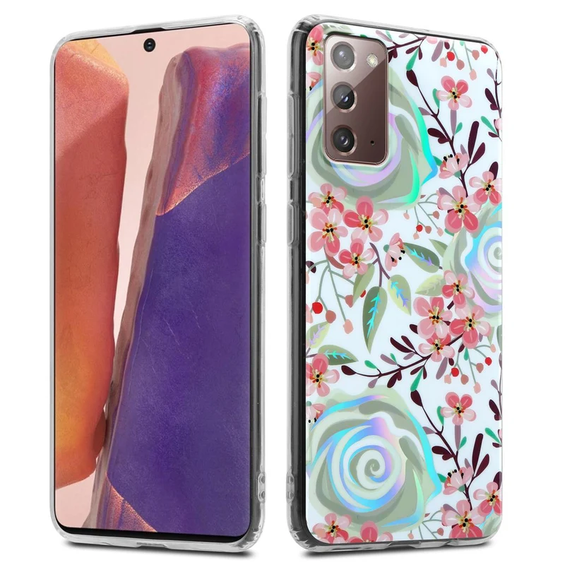 Cadorabo Hülle kompatibel mit Samsung Galaxy NOTE 20 Schutzhülle aus TPU Silikon mit floralem Muster