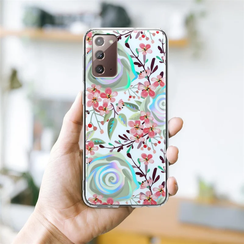 Cadorabo Hülle kompatibel mit Samsung Galaxy NOTE 20 Schutzhülle aus TPU Silikon mit floralem Muster