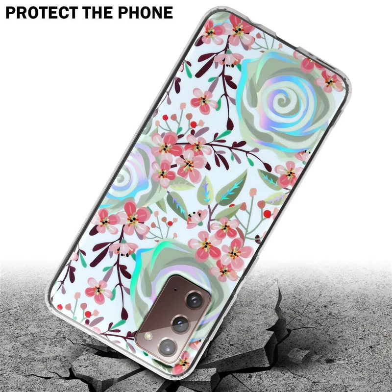 Cadorabo Hülle kompatibel mit Samsung Galaxy NOTE 20 Schutzhülle aus TPU Silikon mit floralem Muster