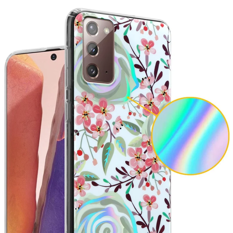 Cadorabo Hülle kompatibel mit Samsung Galaxy NOTE 20 Schutzhülle aus TPU Silikon mit floralem Muster