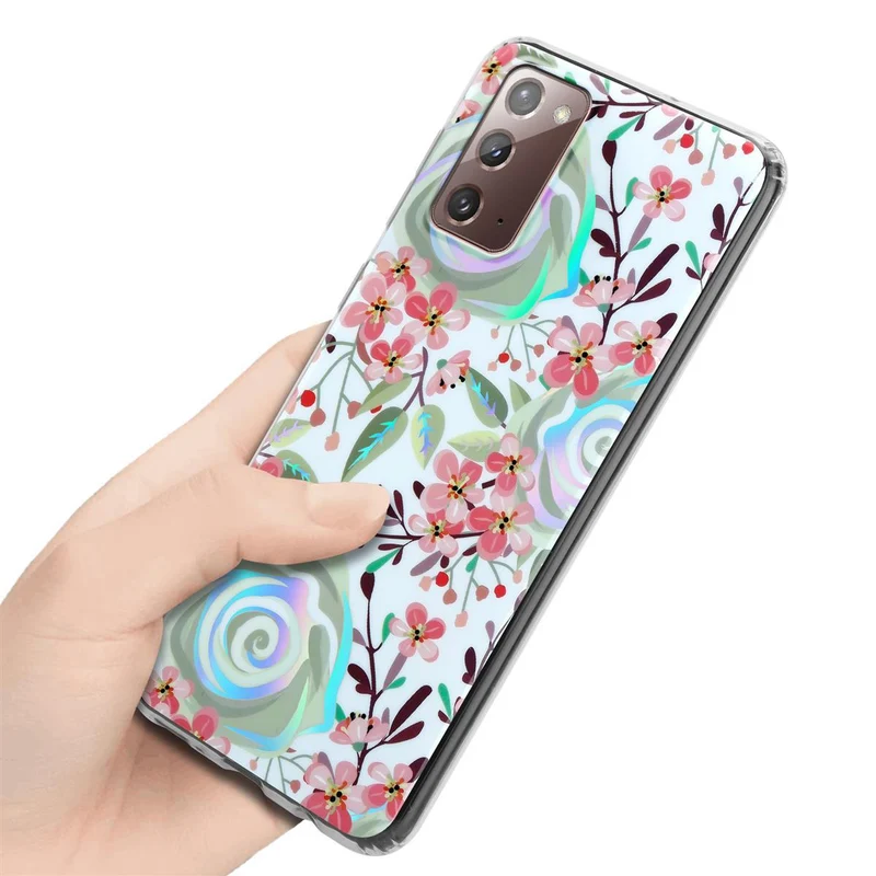 Cadorabo Hülle kompatibel mit Samsung Galaxy NOTE 20 Schutzhülle aus TPU Silikon mit floralem Muster