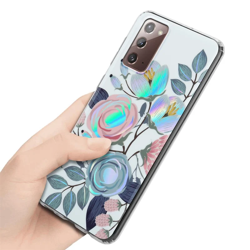 Cadorabo Hülle kompatibel mit Samsung Galaxy NOTE 20 Schutzhülle aus TPU Silikon mit floralem Muster