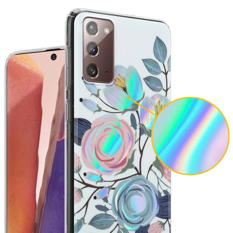 Cadorabo Hülle kompatibel mit Samsung Galaxy NOTE 20 Schutzhülle aus TPU Silikon mit floralem Muster