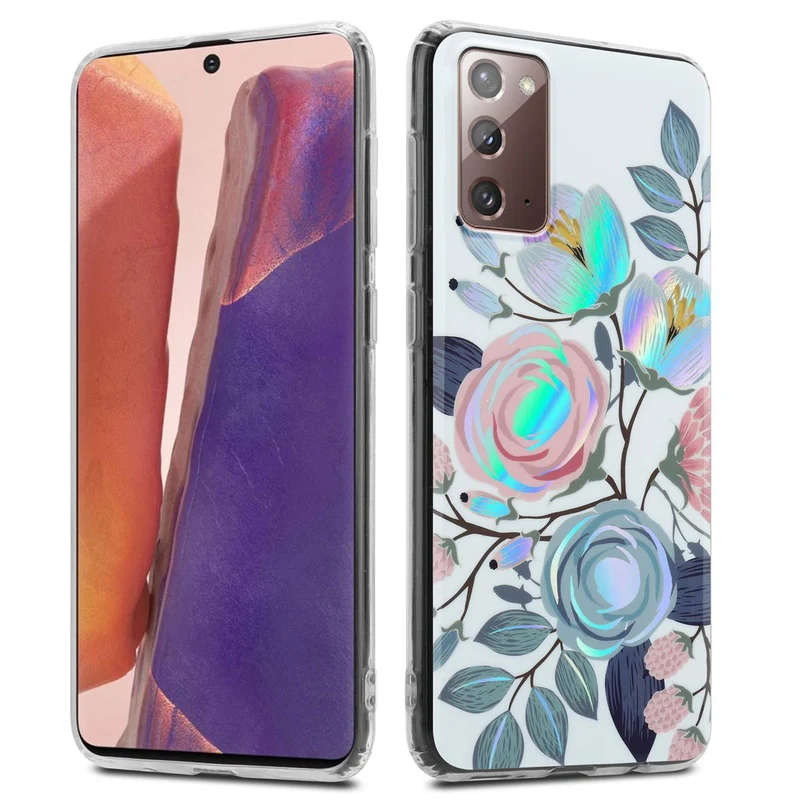 Cadorabo Hülle kompatibel mit Samsung Galaxy NOTE 20 Schutzhülle aus TPU Silikon mit floralem Muster