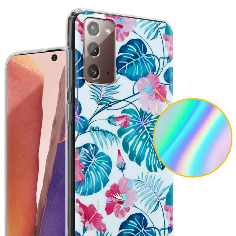 Cadorabo Hülle kompatibel mit Samsung Galaxy NOTE 20 Schutzhülle aus TPU Silikon mit floralem Muster