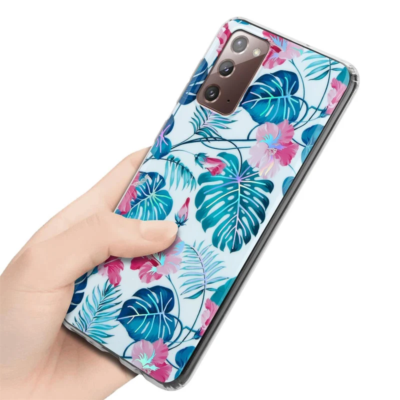 Cadorabo Hülle kompatibel mit Samsung Galaxy NOTE 20 Schutzhülle aus TPU Silikon mit floralem Muster