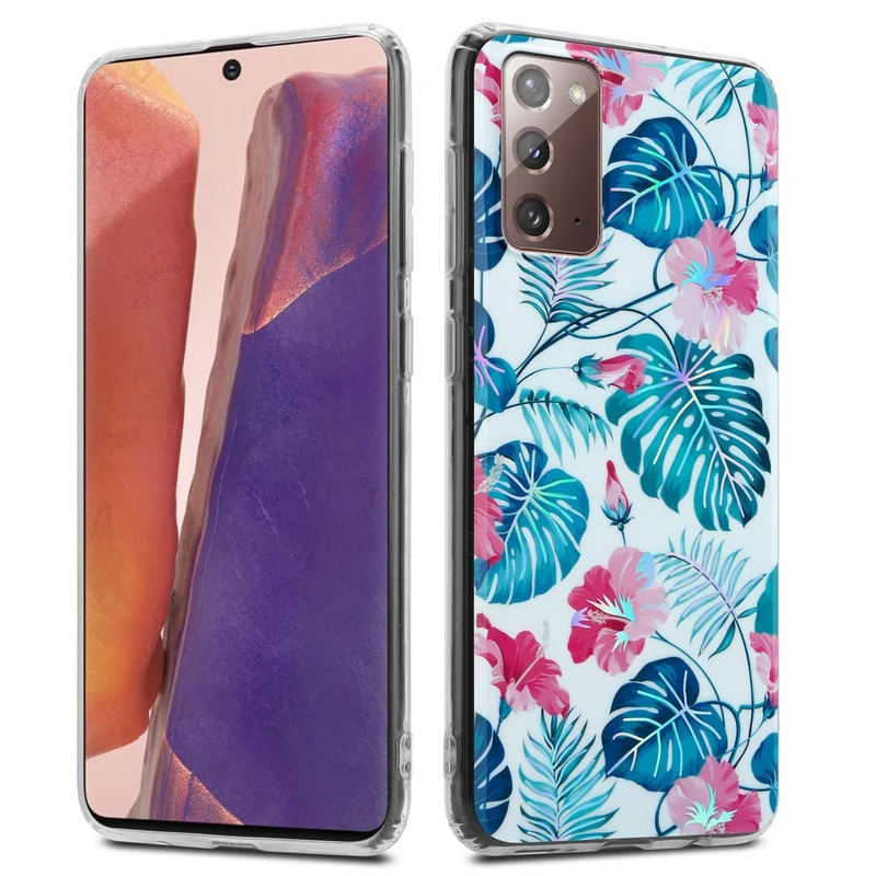 Cadorabo Hülle kompatibel mit Samsung Galaxy NOTE 20 Schutzhülle aus TPU Silikon mit floralem Muster