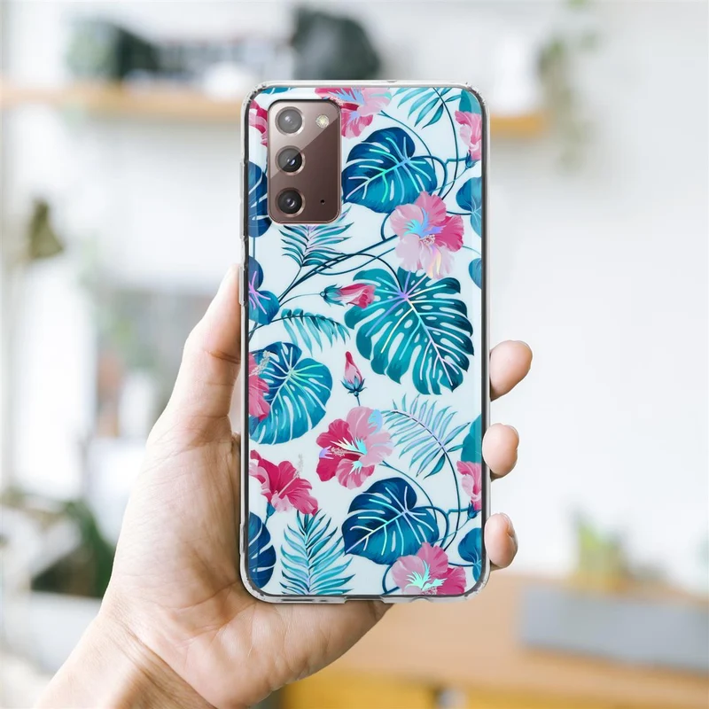 Cadorabo Hülle kompatibel mit Samsung Galaxy NOTE 20 Schutzhülle aus TPU Silikon mit floralem Muster