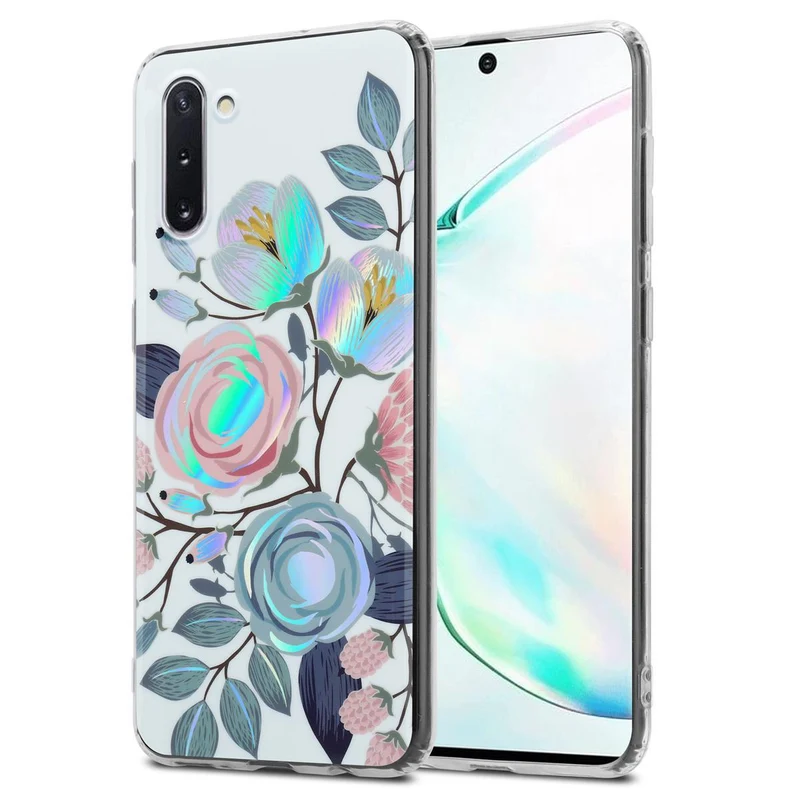 Cadorabo Hülle kompatibel mit Samsung Galaxy NOTE 10 Schutzhülle aus TPU Silikon mit floralem Muster