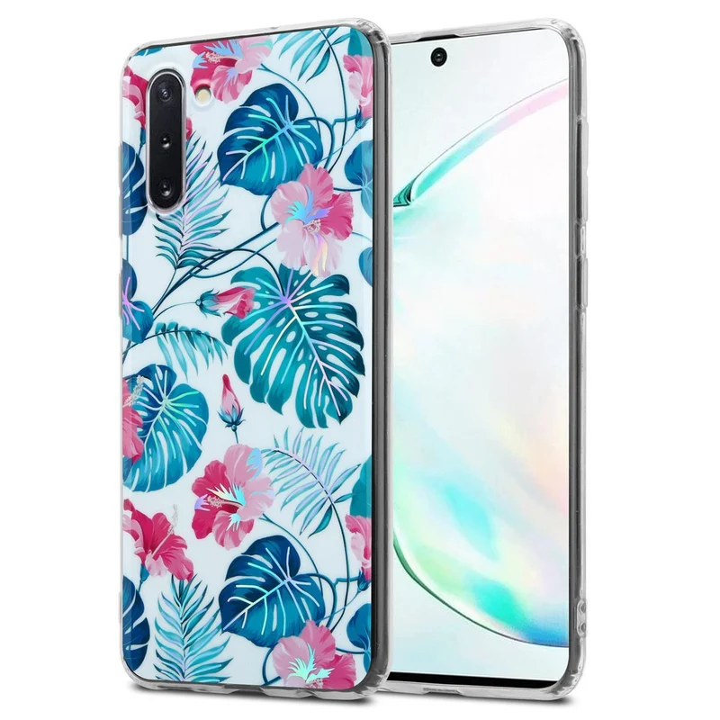 Cadorabo Hülle kompatibel mit Samsung Galaxy NOTE 10 Schutzhülle aus TPU Silikon mit floralem Muster