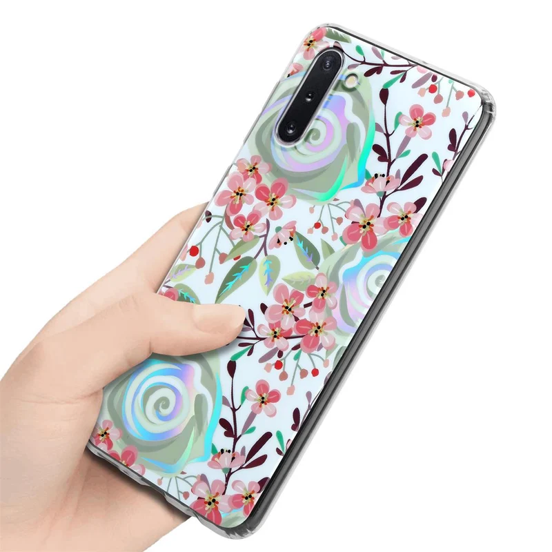 Cadorabo Hülle kompatibel mit Samsung Galaxy NOTE 10 Schutzhülle aus TPU Silikon mit floralem Muster