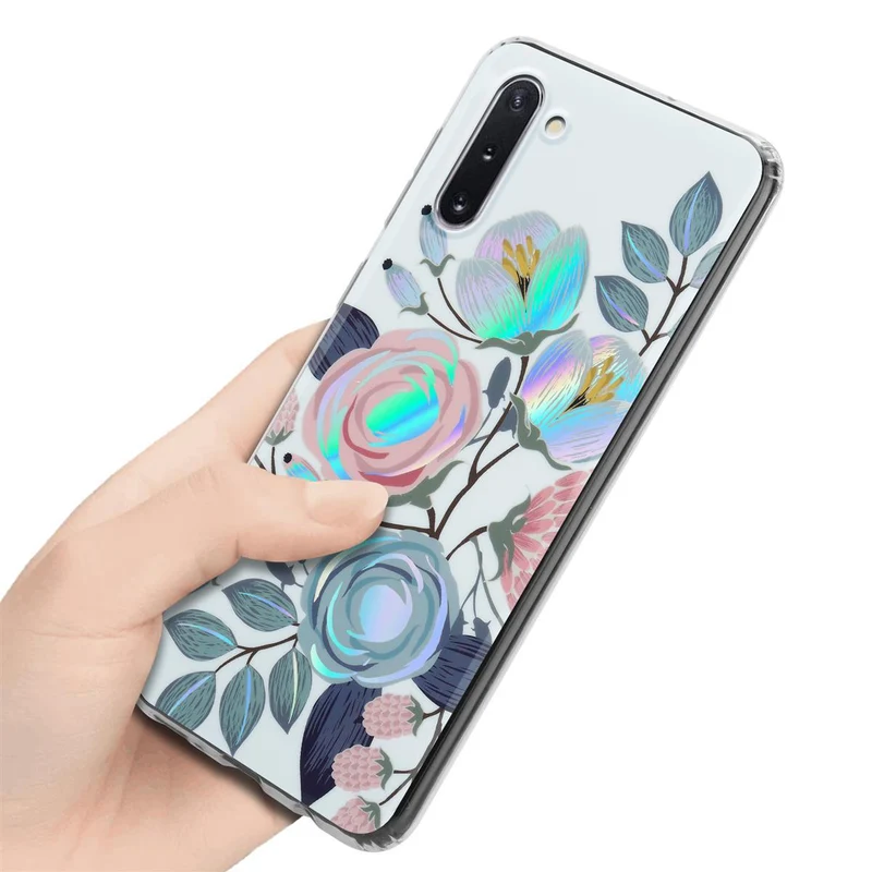 Cadorabo Hülle kompatibel mit Samsung Galaxy NOTE 10 Schutzhülle aus TPU Silikon mit floralem Muster