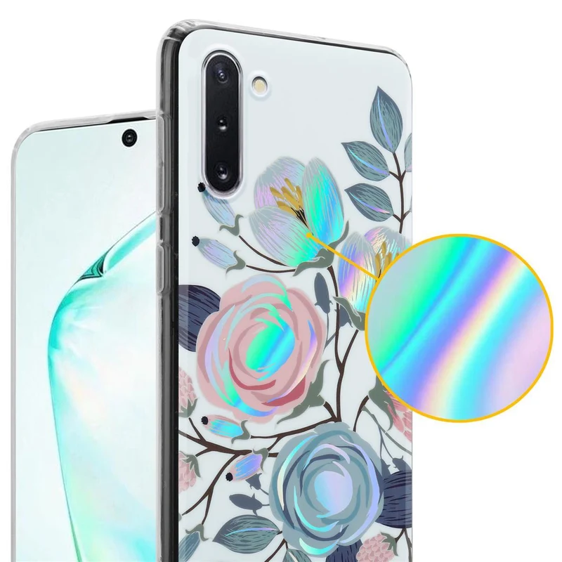 Cadorabo Hülle kompatibel mit Samsung Galaxy NOTE 10 Schutzhülle aus TPU Silikon mit floralem Muster