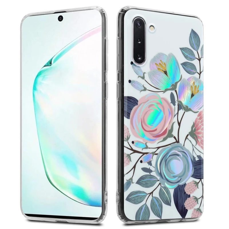 Cadorabo Hülle kompatibel mit Samsung Galaxy NOTE 10 Schutzhülle aus TPU Silikon mit floralem Muster
