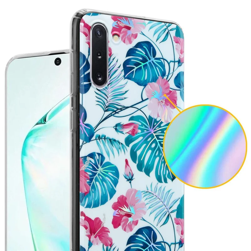 Cadorabo Hülle kompatibel mit Samsung Galaxy NOTE 10 Schutzhülle aus TPU Silikon mit floralem Muster