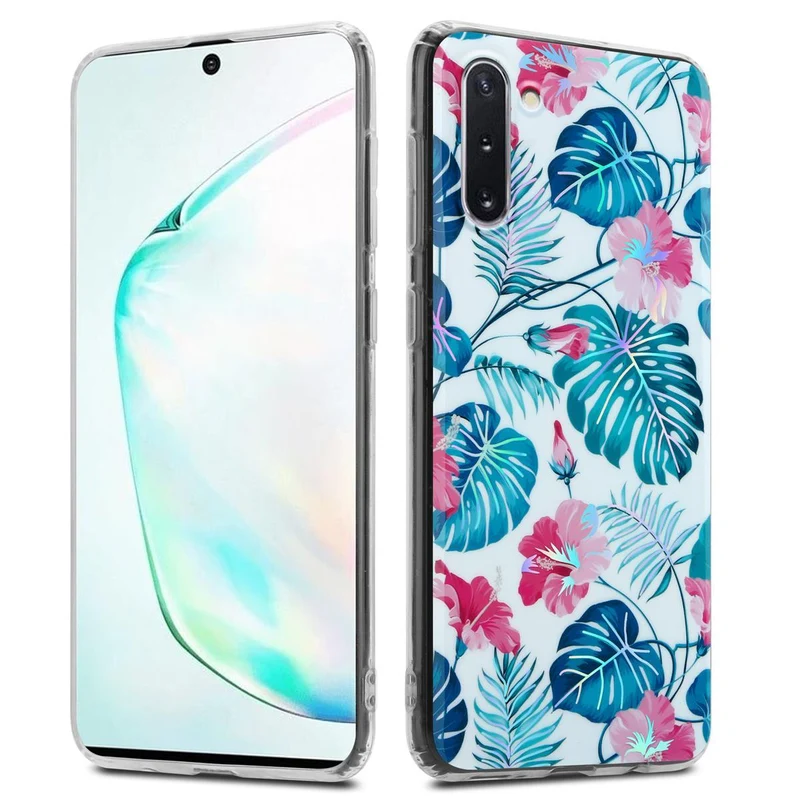 Cadorabo Hülle kompatibel mit Samsung Galaxy NOTE 10 Schutzhülle aus TPU Silikon mit floralem Muster