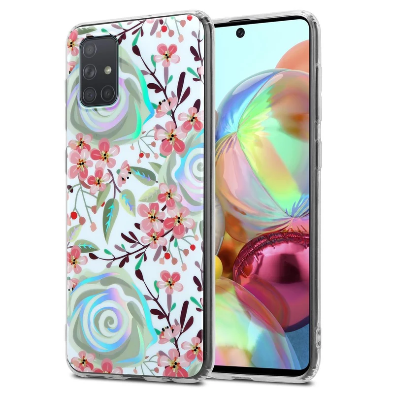 Cadorabo Hülle kompatibel mit Samsung Galaxy A71 4G Schutzhülle aus TPU Silikon mit floralem Muster