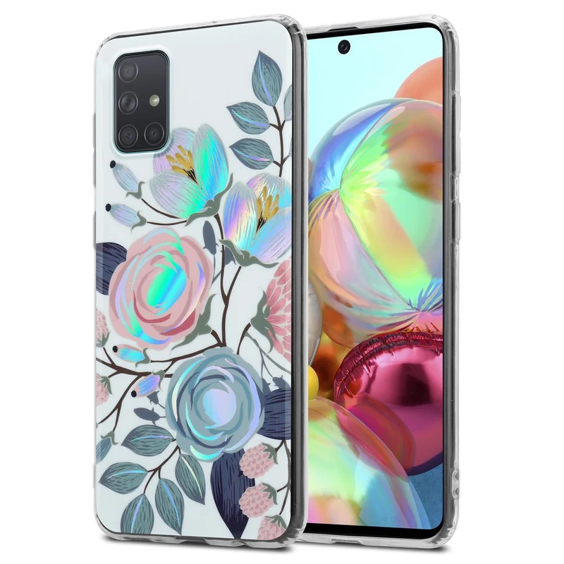 Cadorabo Hülle kompatibel mit Samsung Galaxy A71 4G Schutzhülle aus TPU Silikon mit floralem Muster