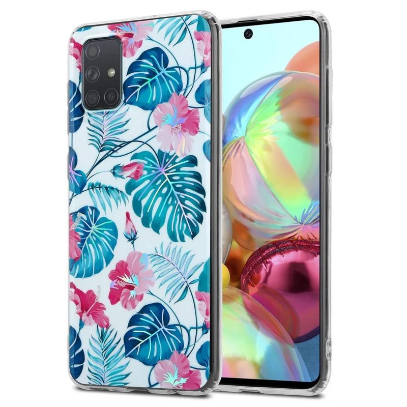 Cadorabo Hülle kompatibel mit Samsung Galaxy A71 4G Schutzhülle aus TPU Silikon mit floralem Muster