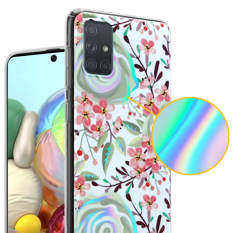 Cadorabo Hülle kompatibel mit Samsung Galaxy A71 4G Schutzhülle aus TPU Silikon mit floralem Muster