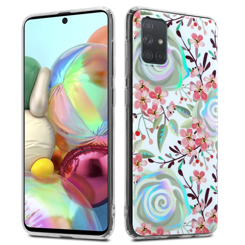 Cadorabo Hülle kompatibel mit Samsung Galaxy A71 4G Schutzhülle aus TPU Silikon mit floralem Muster