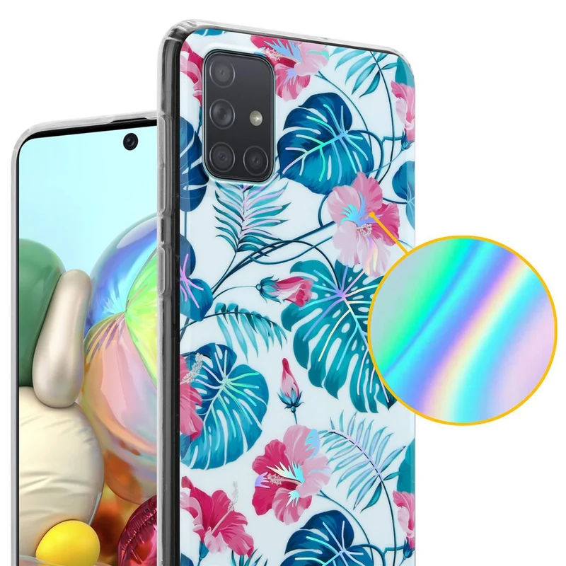 Cadorabo Hülle kompatibel mit Samsung Galaxy A71 4G Schutzhülle aus TPU Silikon mit floralem Muster