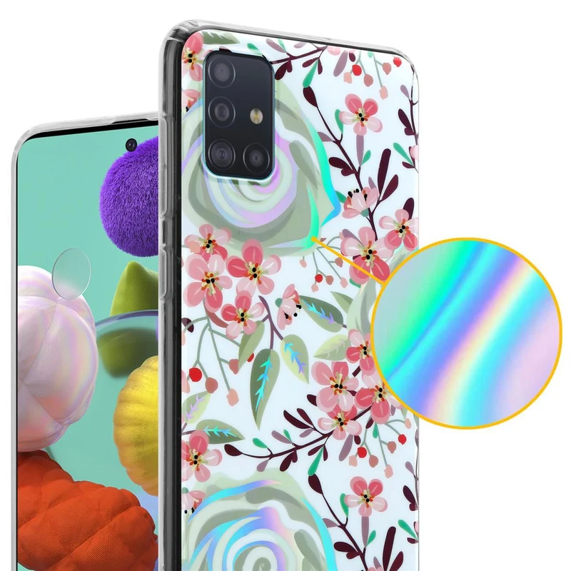 Cadorabo Hülle kompatibel mit Samsung Galaxy A51 4G / M40s Schutzhülle aus TPU Silikon mit floralem Muster