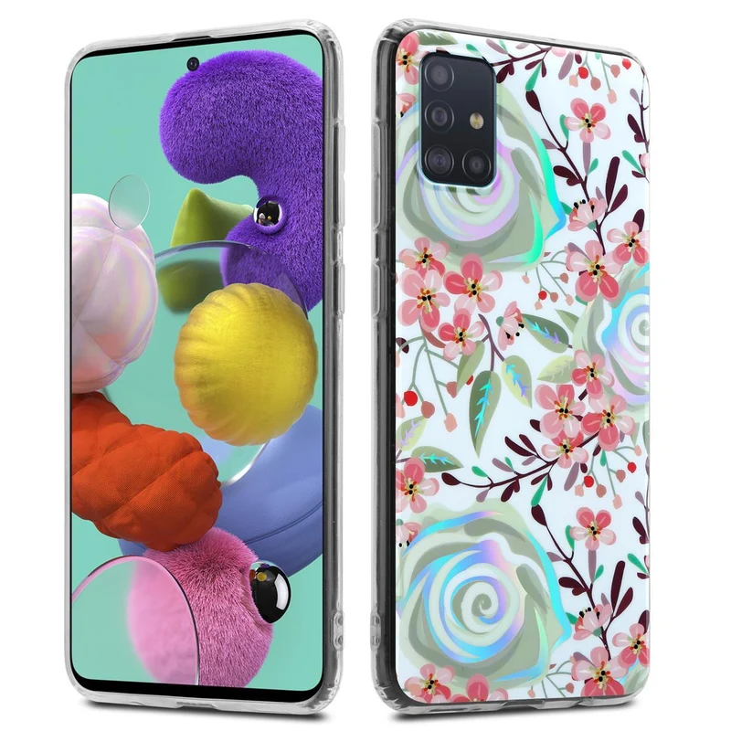 Cadorabo Hülle kompatibel mit Samsung Galaxy A51 4G / M40s Schutzhülle aus TPU Silikon mit floralem Muster