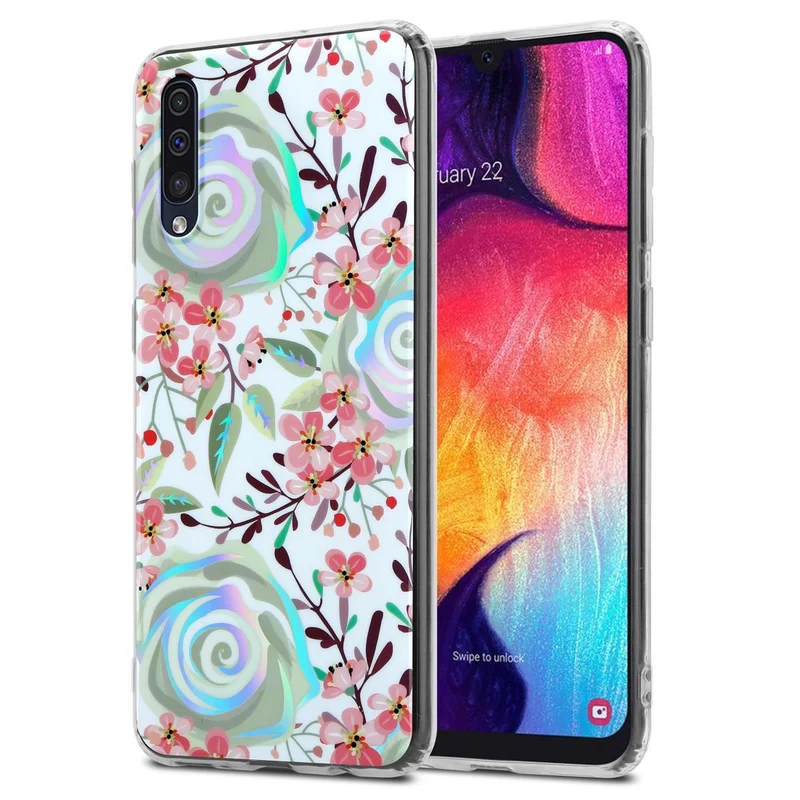 Cadorabo Hülle kompatibel mit Samsung Galaxy A50 4G / A50s / A30s Schutzhülle aus TPU Silikon mit floralem Muster