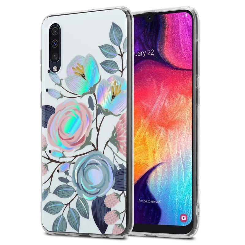 Cadorabo Hülle kompatibel mit Samsung Galaxy A50 4G / A50s / A30s Schutzhülle aus TPU Silikon mit floralem Muster