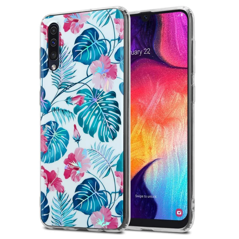 Cadorabo Hülle kompatibel mit Samsung Galaxy A50 4G / A50s / A30s Schutzhülle aus TPU Silikon mit floralem Muster