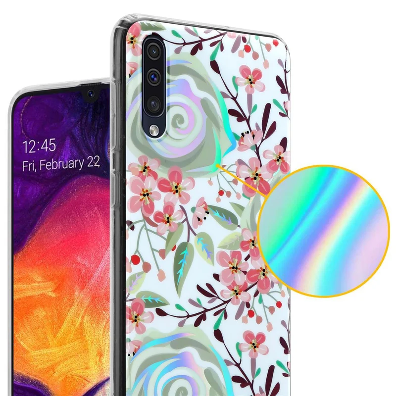 Cadorabo Hülle kompatibel mit Samsung Galaxy A50 4G / A50s / A30s Schutzhülle aus TPU Silikon mit floralem Muster