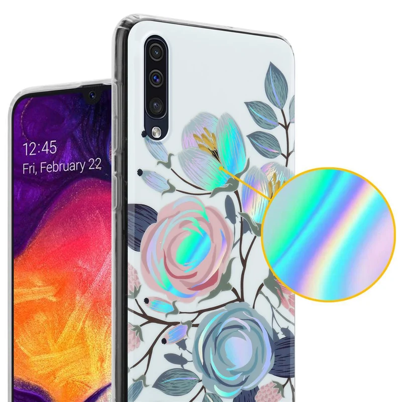 Cadorabo Hülle kompatibel mit Samsung Galaxy A50 4G / A50s / A30s Schutzhülle aus TPU Silikon mit floralem Muster