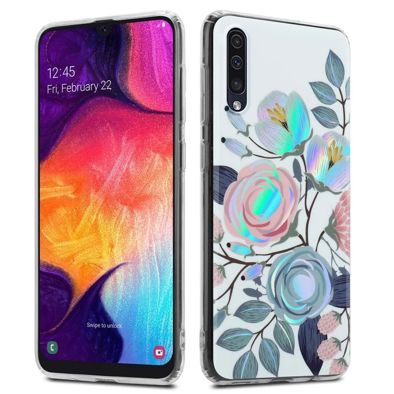 Cadorabo Hülle kompatibel mit Samsung Galaxy A50 4G / A50s / A30s Schutzhülle aus TPU Silikon mit floralem Muster