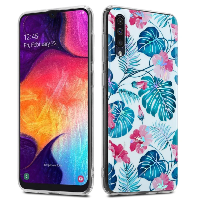 Cadorabo Hülle kompatibel mit Samsung Galaxy A50 4G / A50s / A30s Schutzhülle aus TPU Silikon mit floralem Muster