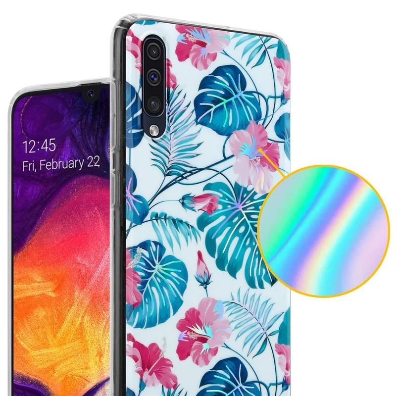 Cadorabo Hülle kompatibel mit Samsung Galaxy A50 4G / A50s / A30s Schutzhülle aus TPU Silikon mit floralem Muster