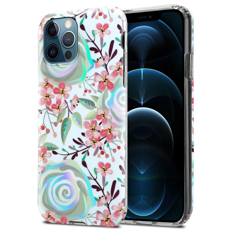 Cadorabo Hülle kompatibel mit Apple iPhone 12 PRO MAX Schutzhülle aus TPU Silikon mit floralem Muster