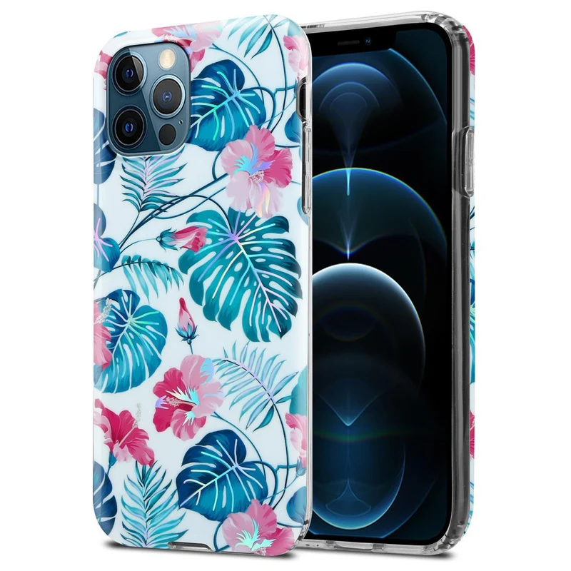 Cadorabo Hülle kompatibel mit Apple iPhone 12 PRO MAX Schutzhülle aus TPU Silikon mit floralem Muster