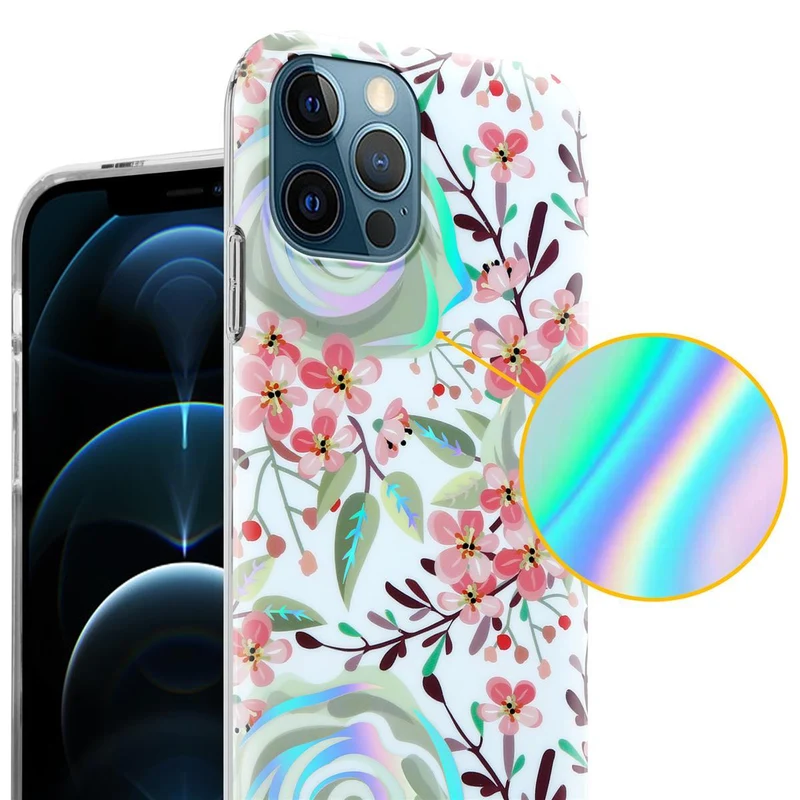 Cadorabo Hülle kompatibel mit Apple iPhone 12 PRO MAX Schutzhülle aus TPU Silikon mit floralem Muster