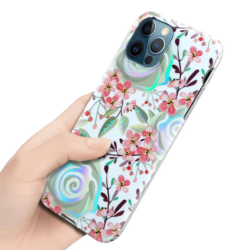 Cadorabo Hülle kompatibel mit Apple iPhone 12 PRO MAX Schutzhülle aus TPU Silikon mit floralem Muster
