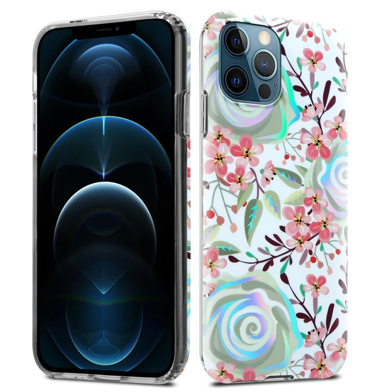 Cadorabo Hülle kompatibel mit Apple iPhone 12 PRO MAX Schutzhülle aus TPU Silikon mit floralem Muster