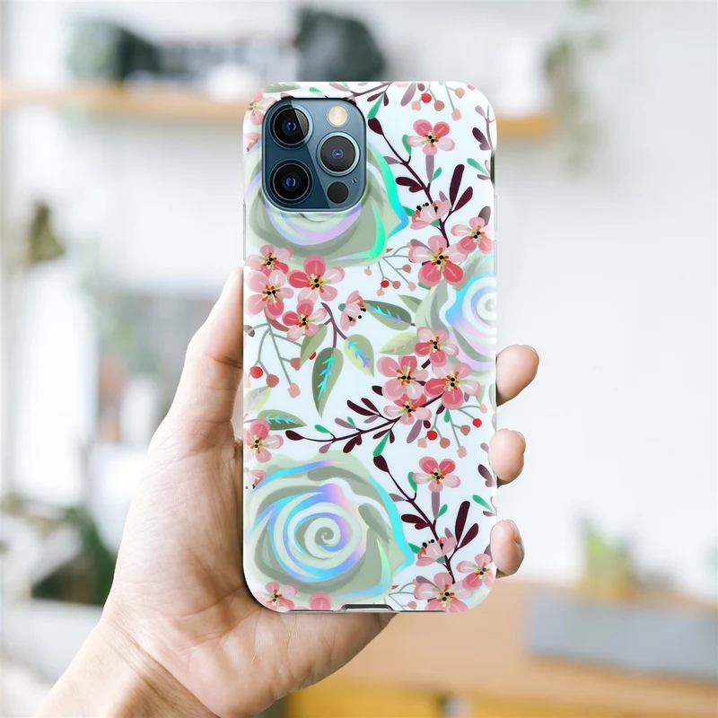 Cadorabo Hülle kompatibel mit Apple iPhone 12 PRO MAX Schutzhülle aus TPU Silikon mit floralem Muster