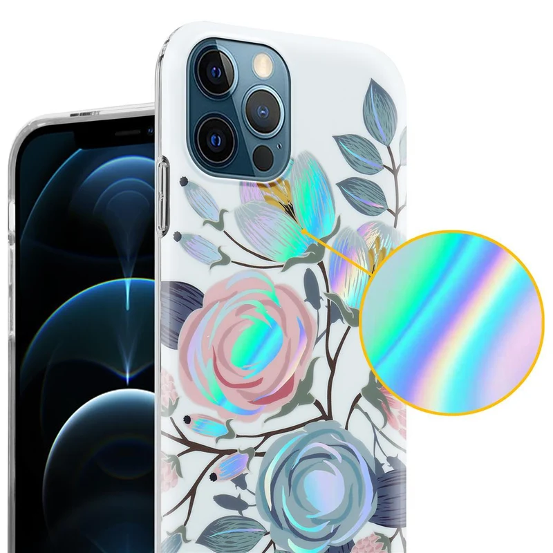 Cadorabo Hülle kompatibel mit Apple iPhone 12 PRO MAX Schutzhülle aus TPU Silikon mit floralem Muster