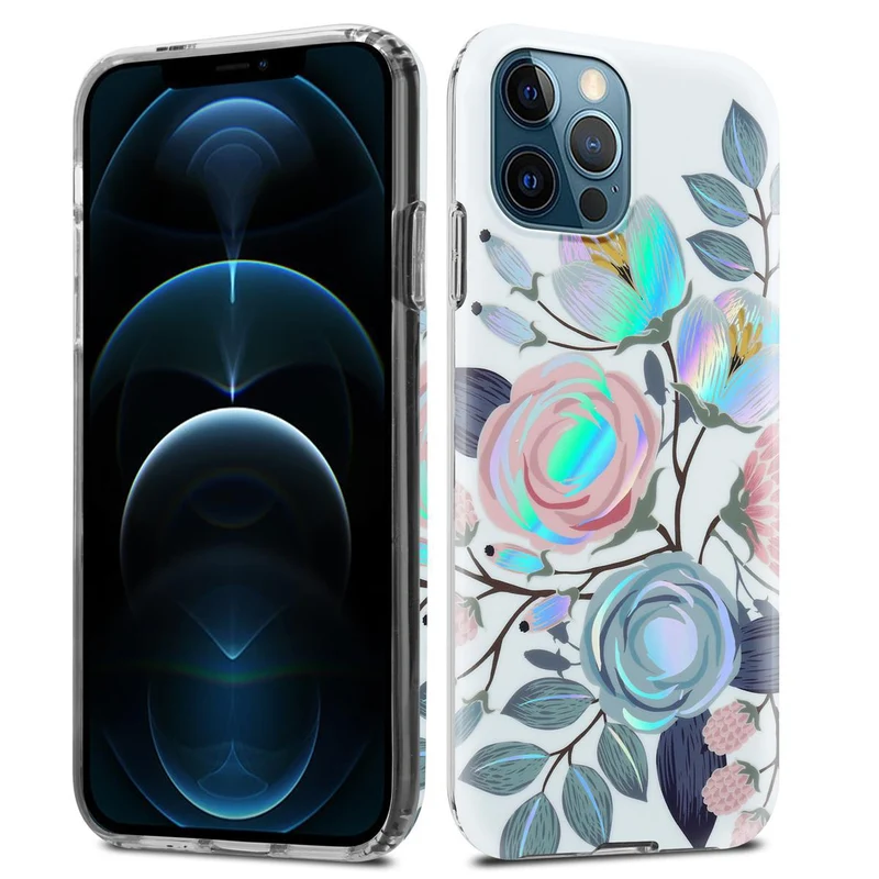 Cadorabo Hülle kompatibel mit Apple iPhone 12 PRO MAX Schutzhülle aus TPU Silikon mit floralem Muster