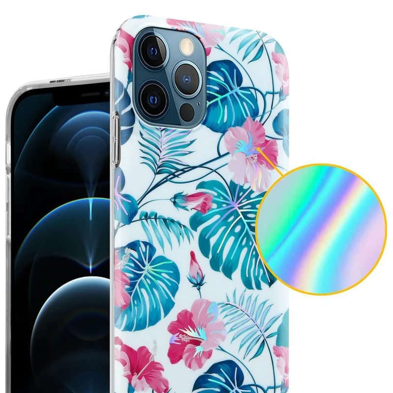 Cadorabo Hülle kompatibel mit Apple iPhone 12 PRO MAX Schutzhülle aus TPU Silikon mit floralem Muster
